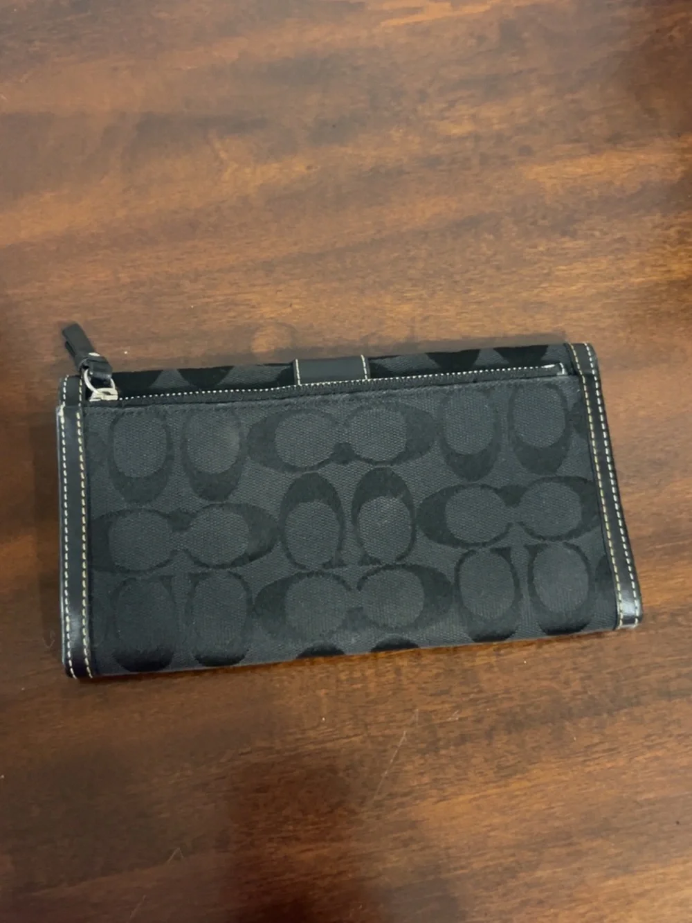 Coach Black Signature Canvas Trifold Wallet